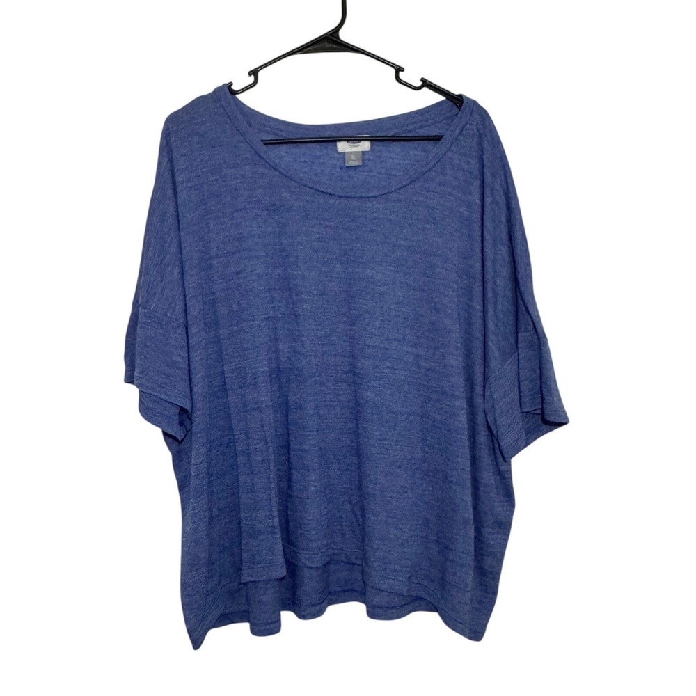 Old Navy Women XL Blue Heathered Dolman Sleeve Oversized Boxy T-Shirt Scoop Neck